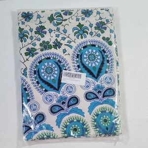 10130 FINAL PRICE Craftzone blue & aqua cotton paisley throw 90" X 54" NEW